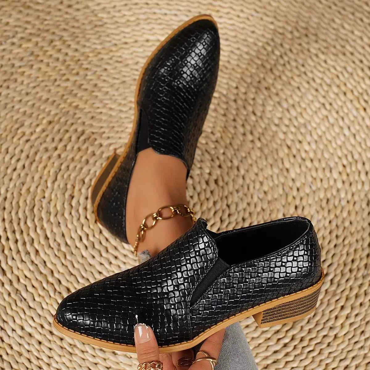 Point Toe Block Heels Loafers