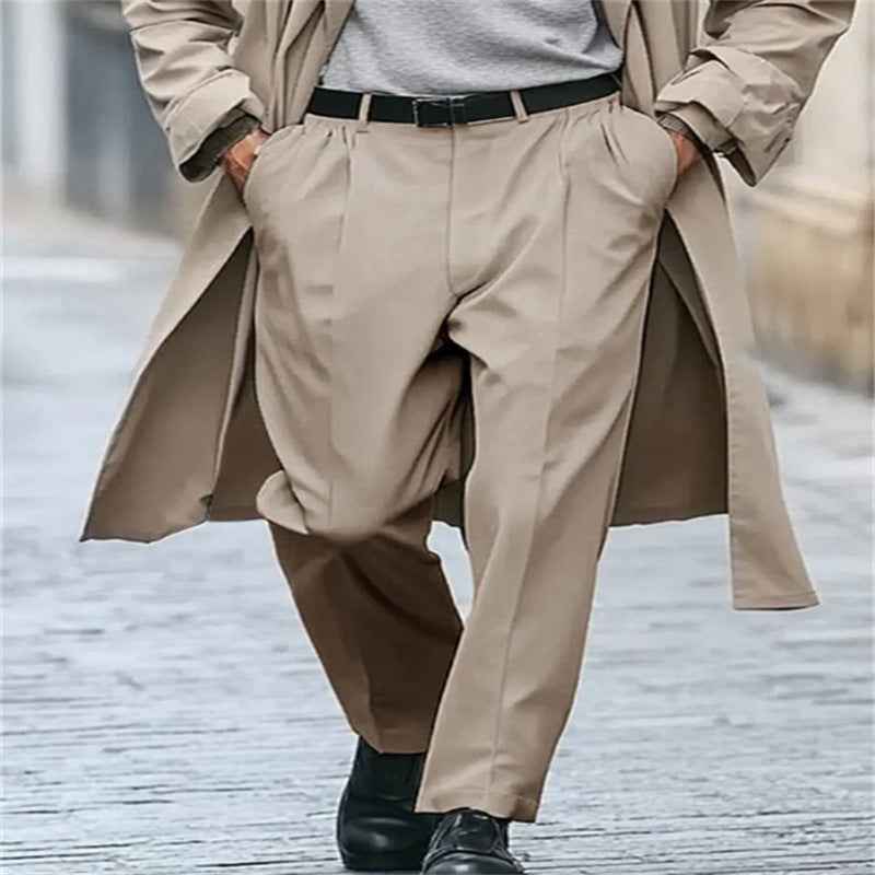 Men's Straight-Leg Formal Suit Trousers