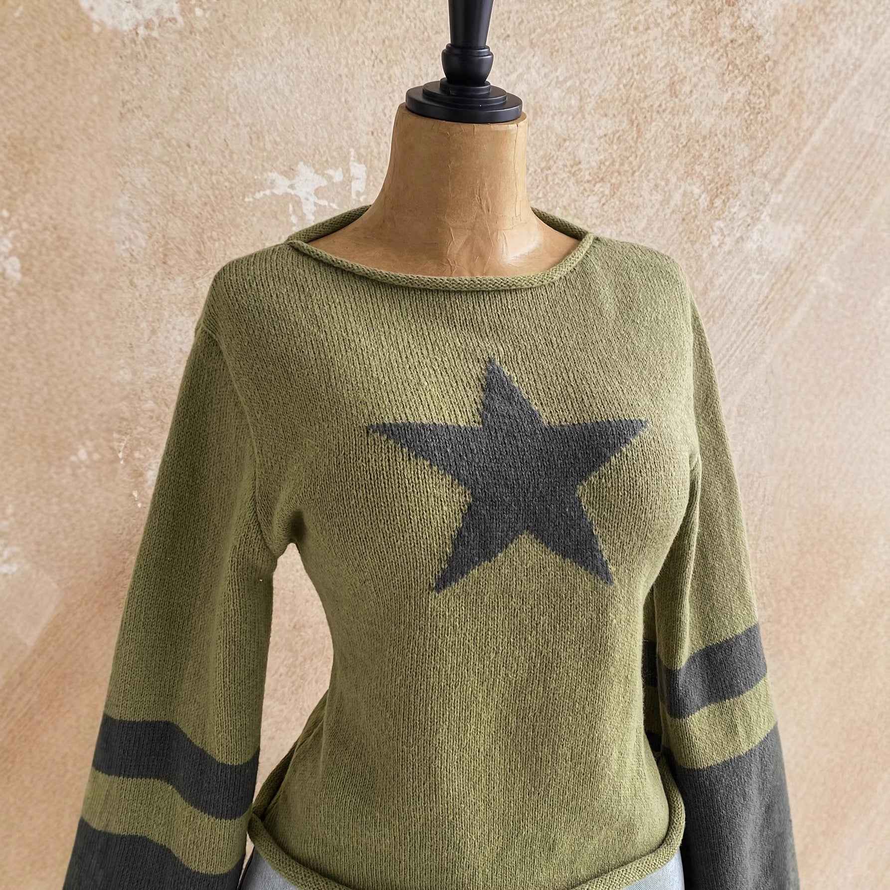 Off-shoulder Long-sleeve Knit Sweater For Women