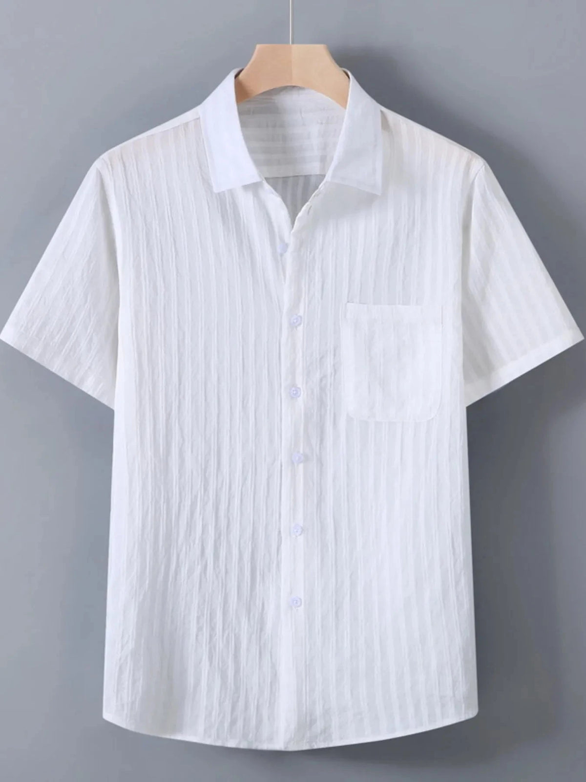 Men's Plus Size Textured Button Up Short-Sleeve Shirt
