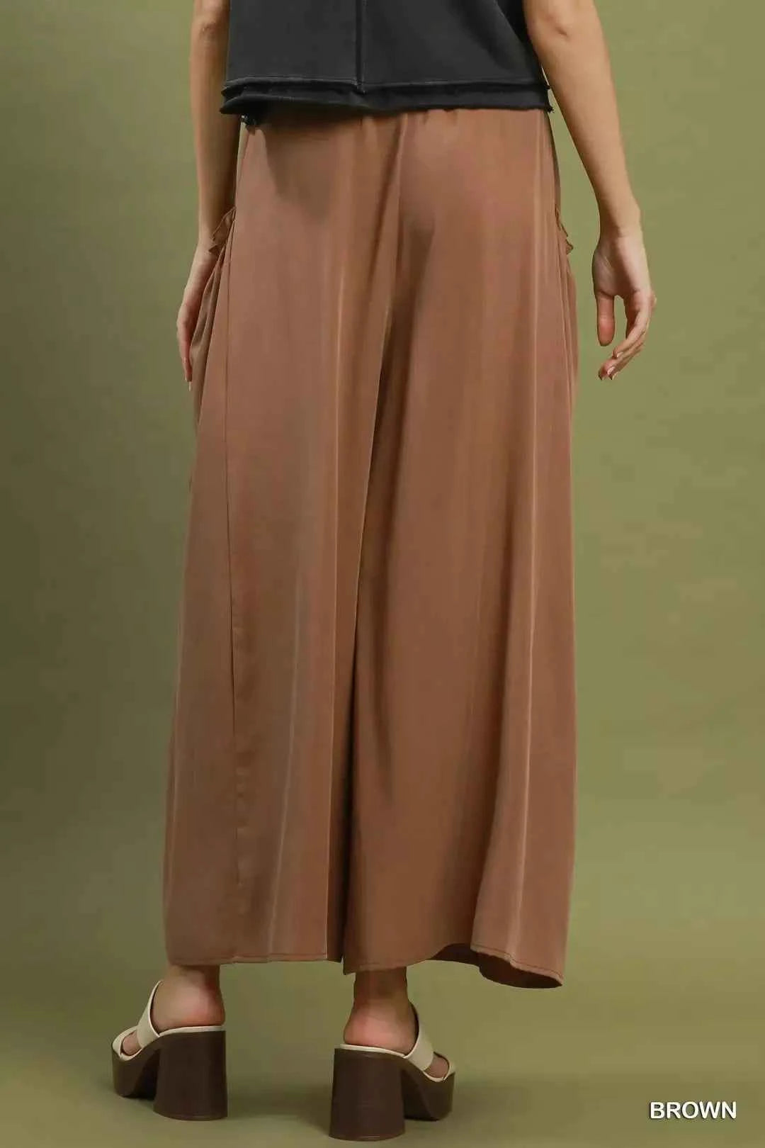 Umgee Flowy Wide Leg Pocket Pants