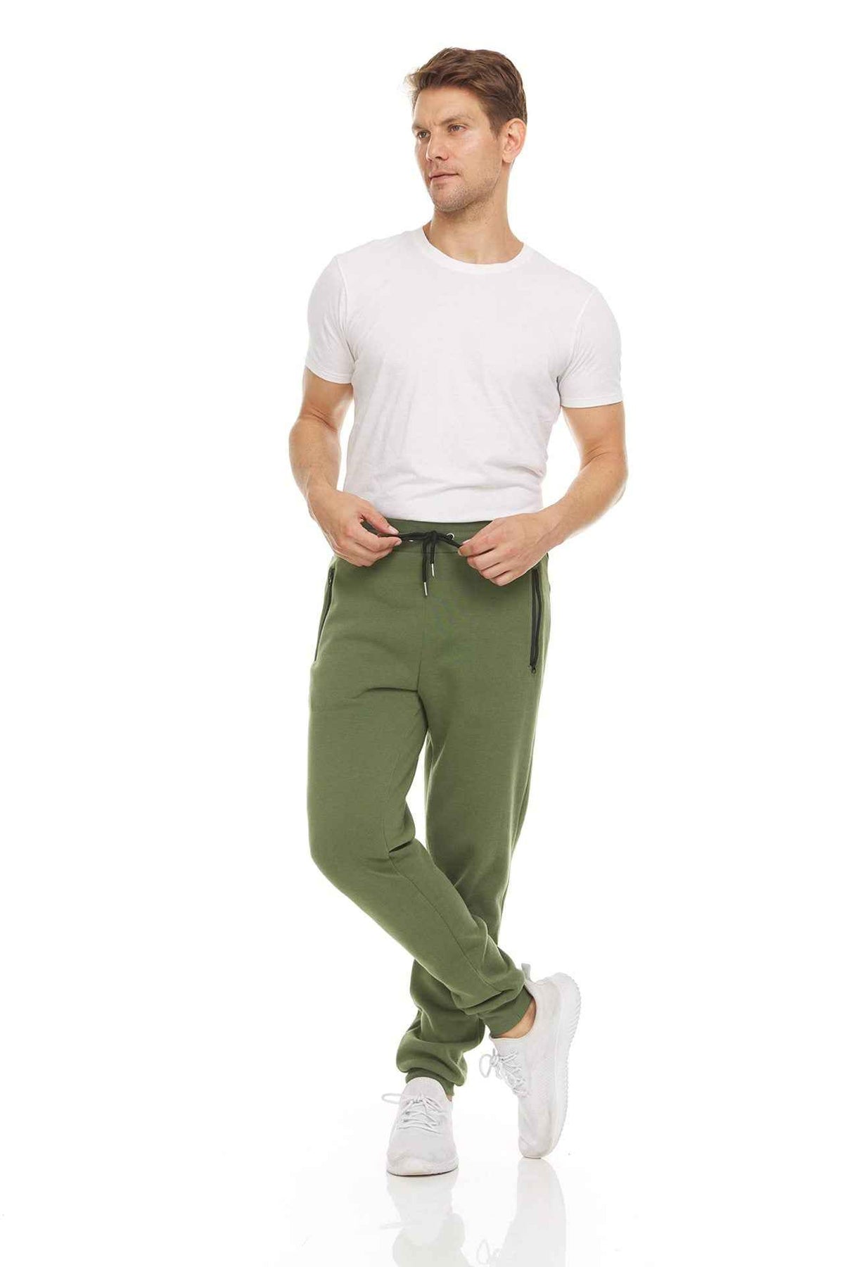 Men's Slim-Fit Fleece Sweatpants with Zip Ankle Cuffs