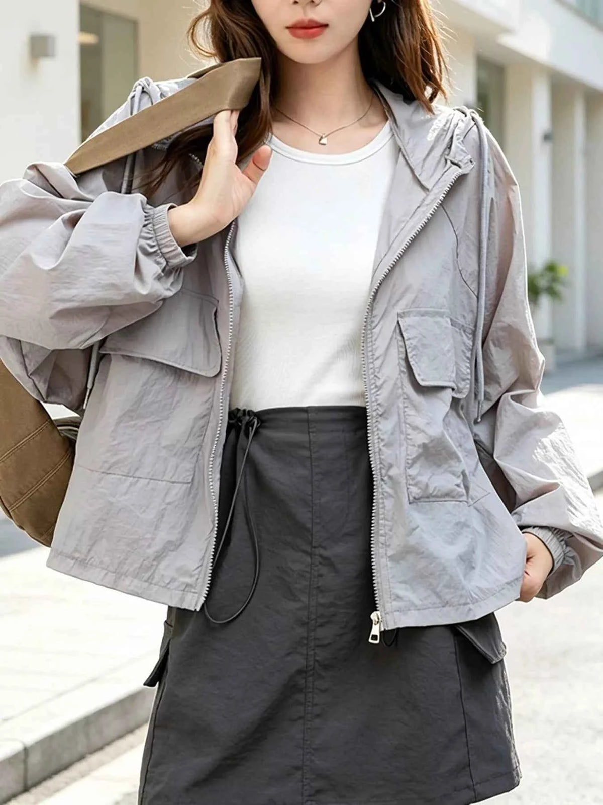 Lightweight Hooded Zip Up Jacket